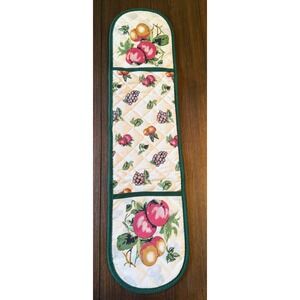 Gold Coast Double Oven Mitt Quilted 100% Cotton Fruit Apple Grapes Print Green